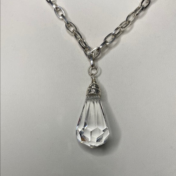 5 for $15 Silver Necklace with Crystal Glass Pendant - Picture 2 of 4